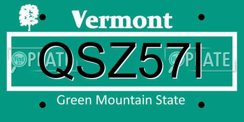 QSZ57I Vermont License Plate
