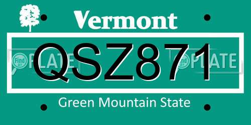 QSZ871 Vermont License Plate