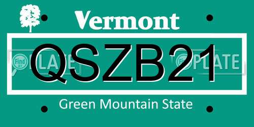 QSZB21 Vermont License Plate
