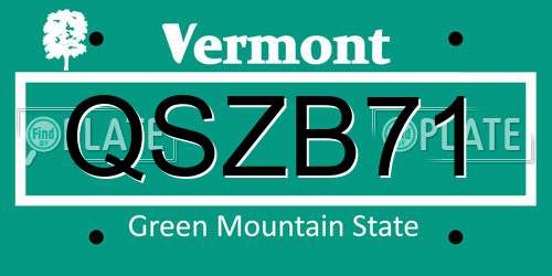 QSZB71 Vermont License Plate