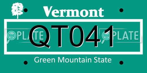 QT041 Vermont License Plate