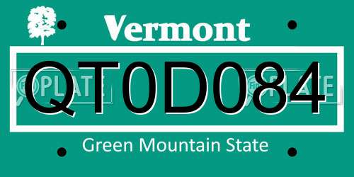 QT0D084 Vermont License Plate