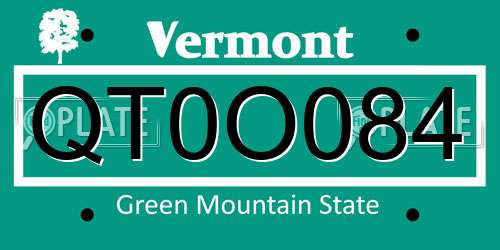 QT0O084 Vermont License Plate