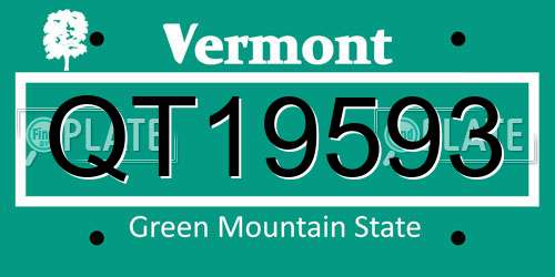 QT19593 Vermont License Plate