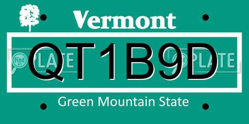 QT1B9D Vermont License Plate