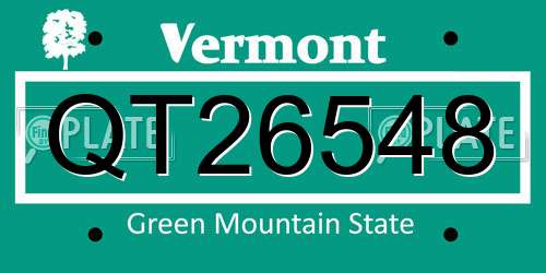 QT26548 Vermont License Plate