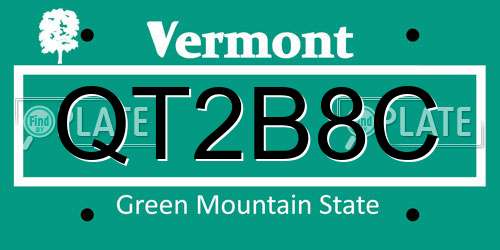QT2B8C Vermont License Plate