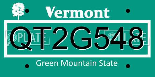 QT2G548 Vermont License Plate