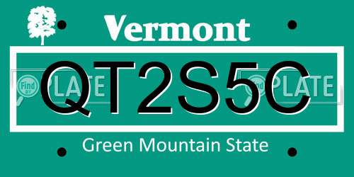 QT2S5C Vermont License Plate