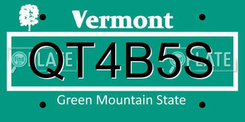 QT4B5S Vermont License Plate
