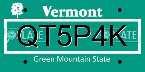 QT5P4K Vermont License Plate
