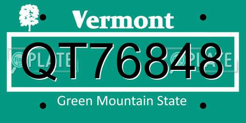 QT76848 Vermont License Plate