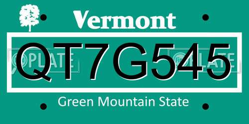 QT7G545 Vermont License Plate