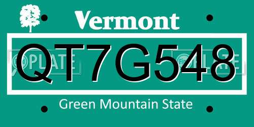 QT7G548 Vermont License Plate
