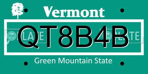 QT8B4B Vermont License Plate