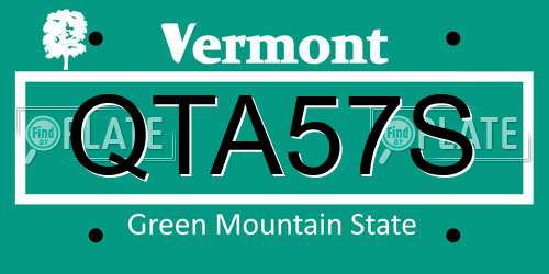 QTA57S Vermont License Plate