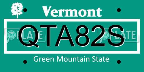 QTA82S Vermont License Plate