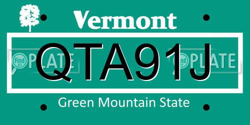 QTA91J Vermont License Plate