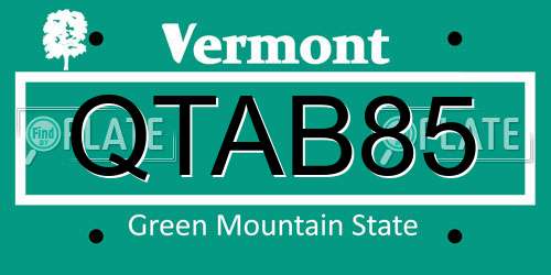QTAB85 Vermont License Plate