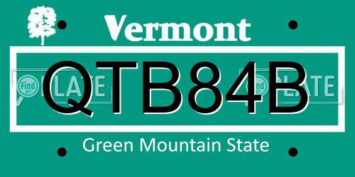 QTB84B Vermont License Plate
