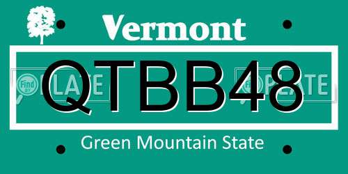 QTBB48 Vermont License Plate
