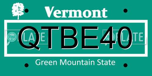 QTBE40 Vermont License Plate
