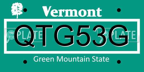 QTG53G Vermont License Plate