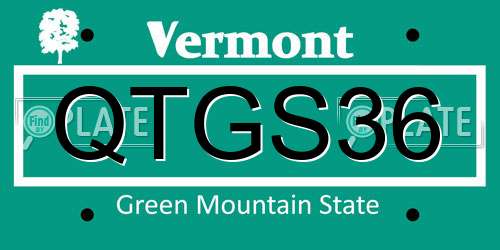 QTGS36 Vermont License Plate