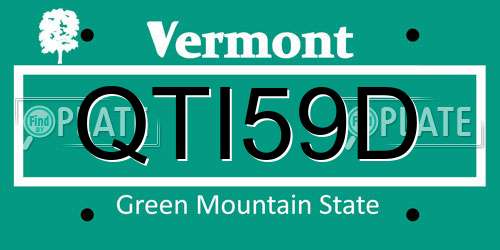 QTI59D Vermont License Plate