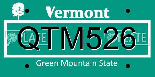 QTM526 Vermont License Plate
