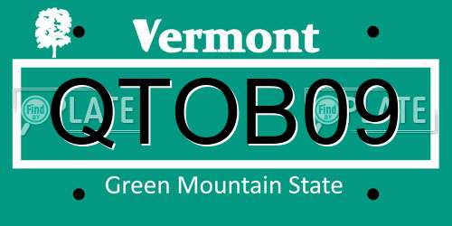 QTOB09 Vermont License Plate