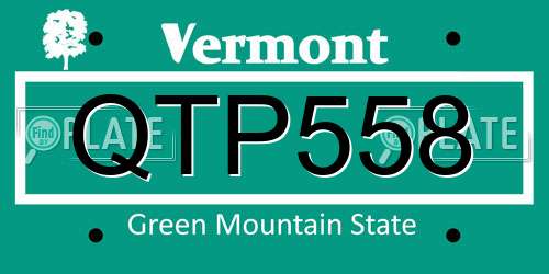 QTP558 Vermont License Plate