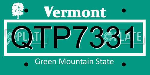 QTP7331 Vermont License Plate