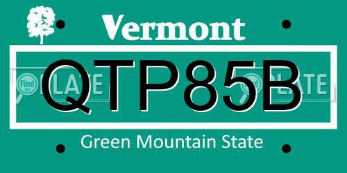 QTP85B Vermont License Plate