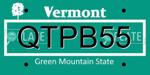 QTPB55 Vermont License Plate