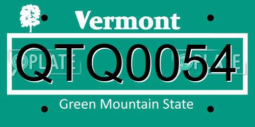 QTQ0054 Vermont License Plate