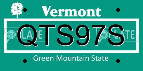 QTS97S Vermont License Plate