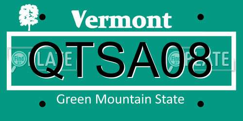 QTSA08 Vermont License Plate