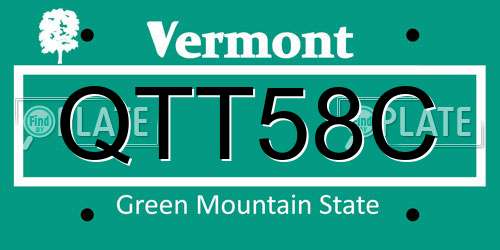 QTT58C Vermont License Plate