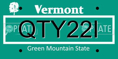 QTY22I Vermont License Plate