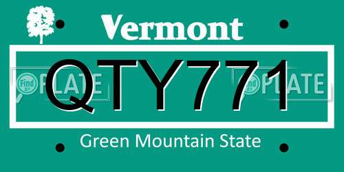 QTY771 Vermont License Plate
