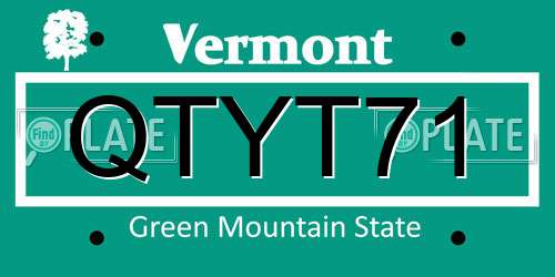 QTYT71 Vermont License Plate