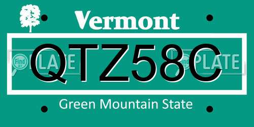 QTZ58C Vermont License Plate