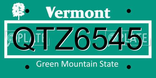 QTZ6545 Vermont License Plate