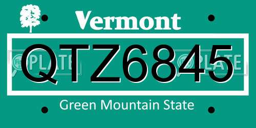 QTZ6845 Vermont License Plate