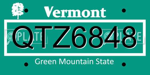 QTZ6848 Vermont License Plate