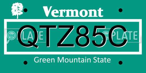 QTZ85C Vermont License Plate