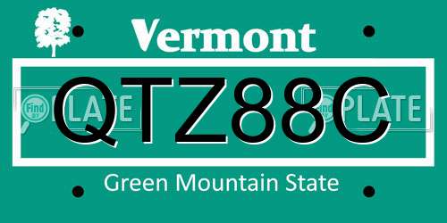 QTZ88C Vermont License Plate