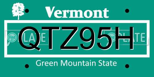 QTZ95H Vermont License Plate