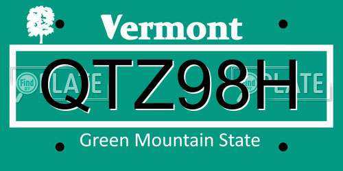 QTZ98H Vermont License Plate